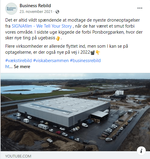 Business Rebild – SoMe – Porsborgparken – kommunal tomtförsäljning – SIGNA-drönarfilm