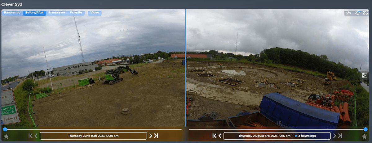 Timelapse-gränssnittet före och efter